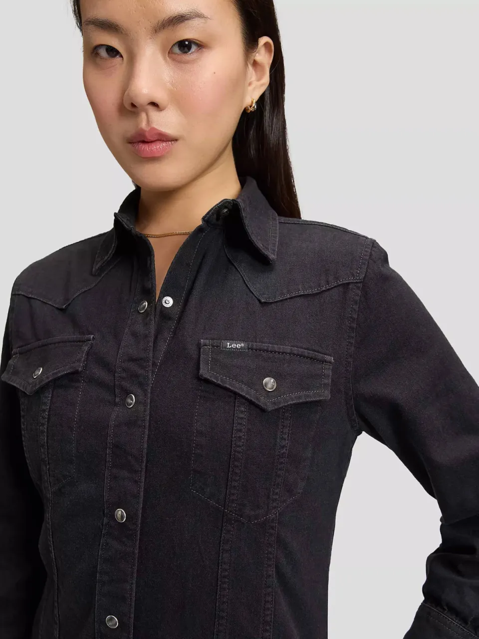 Lee spijkerjurk met split - black denim, foto 3