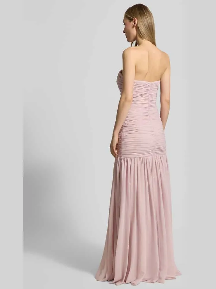 Unique Maxi-jurk in off-shoulder-look met rimpelingen roze, foto 3