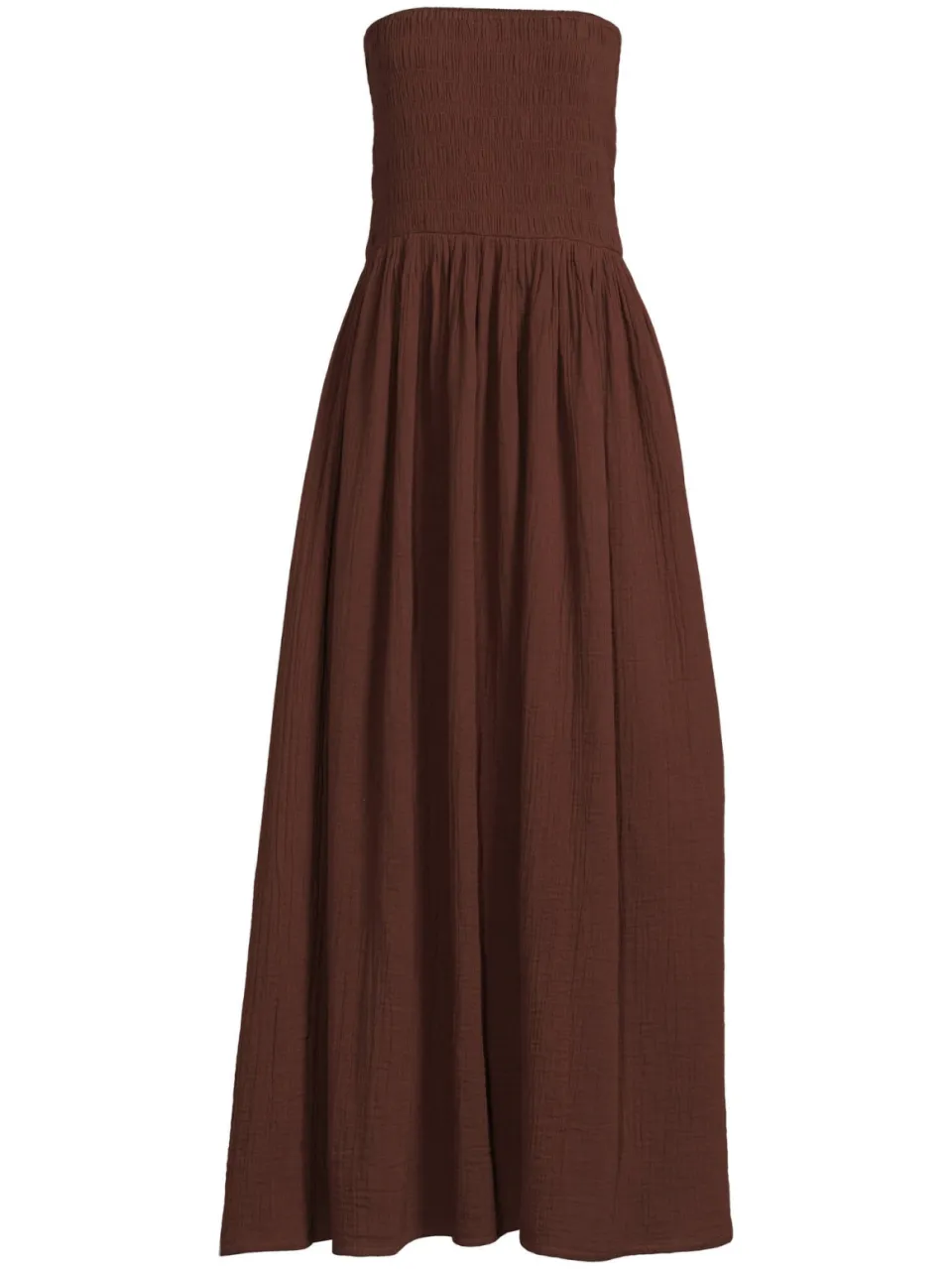 BEACHWAVE strapless mousseline strandjurk donkerbruin, foto 2