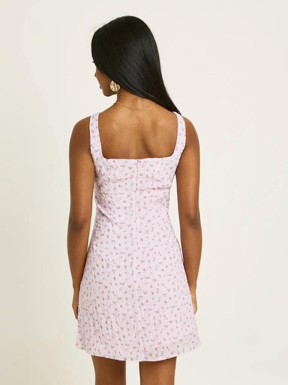 boohoo Dames Pastel Gebloemde Getextureerde Mini Jurk lila, foto 2