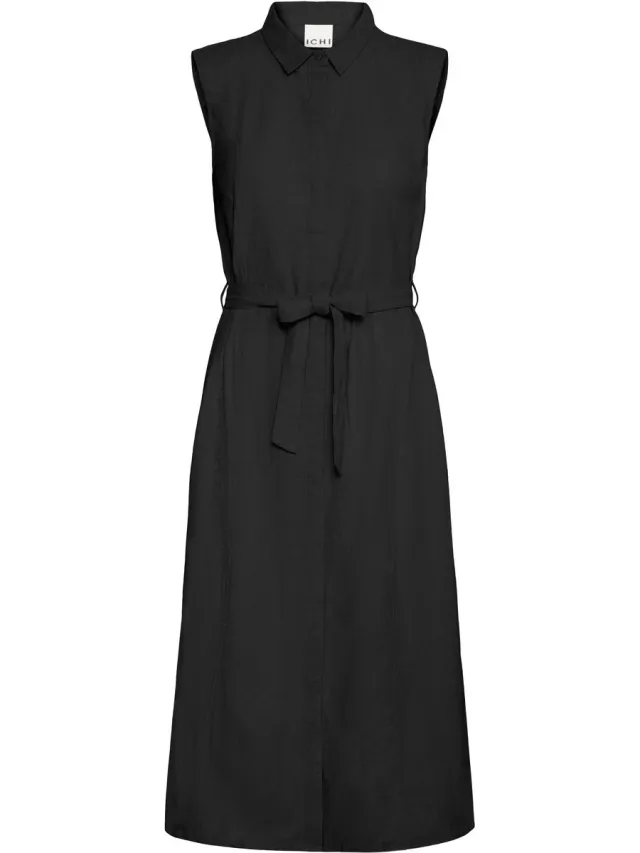 Ichi IHLINNO DR2 - Dames - Midi jurken Natural Ecru