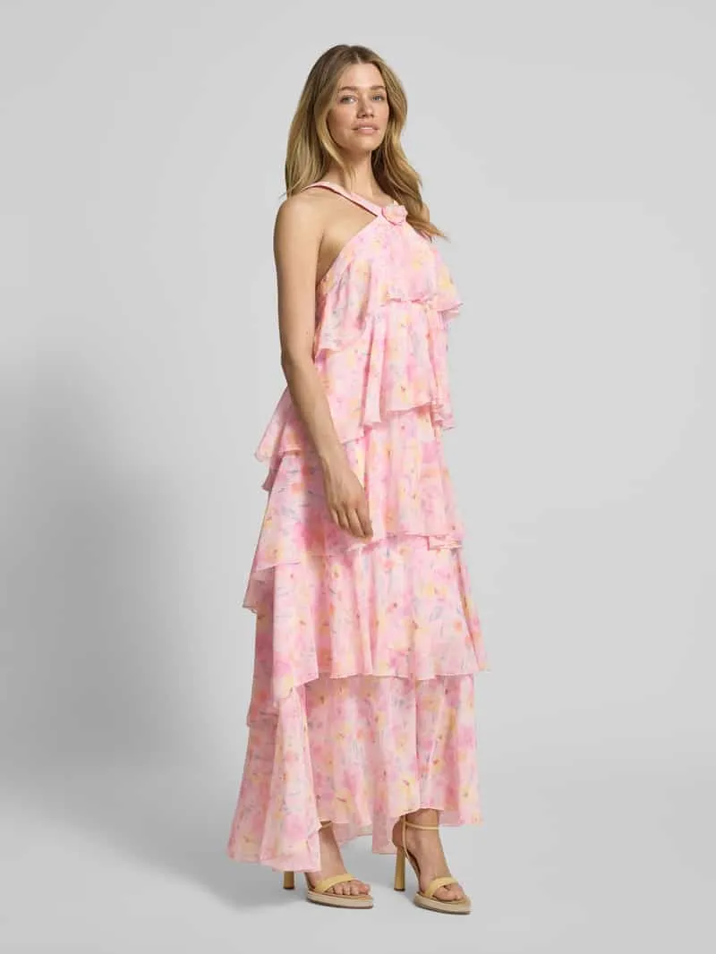 Vero Moda Volant avondjurk met V-hals model 'FELICIA' felroze, foto 4