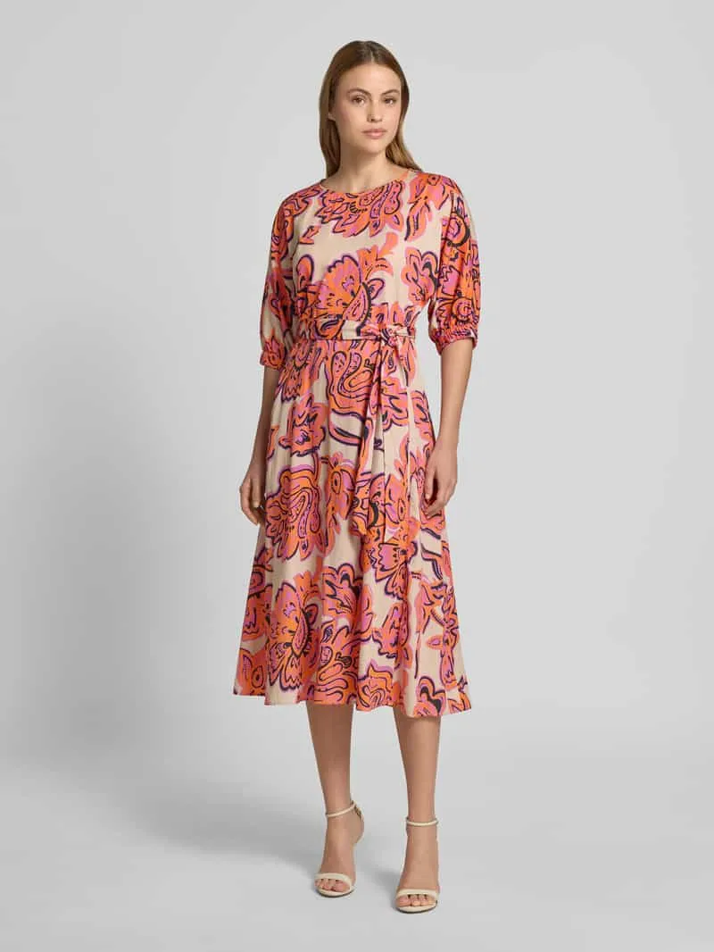 White Label midi-jurk met strikceintuur Oranje