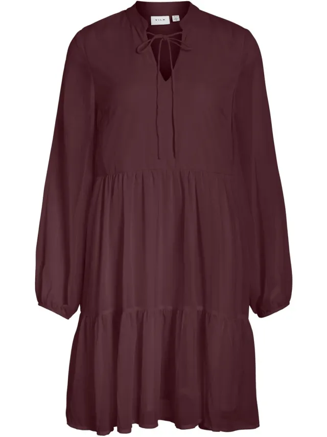 Vila VIFALIA L/S TIE V-NECK DRESS - Dames - Mini jurken Port Royale