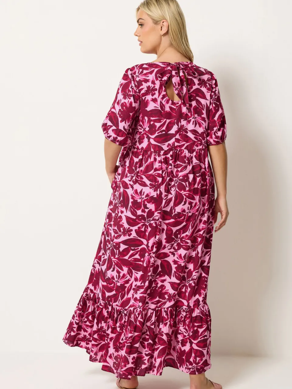 Yours Roze Bloemenprint Smock Maxijurk-56, foto 4