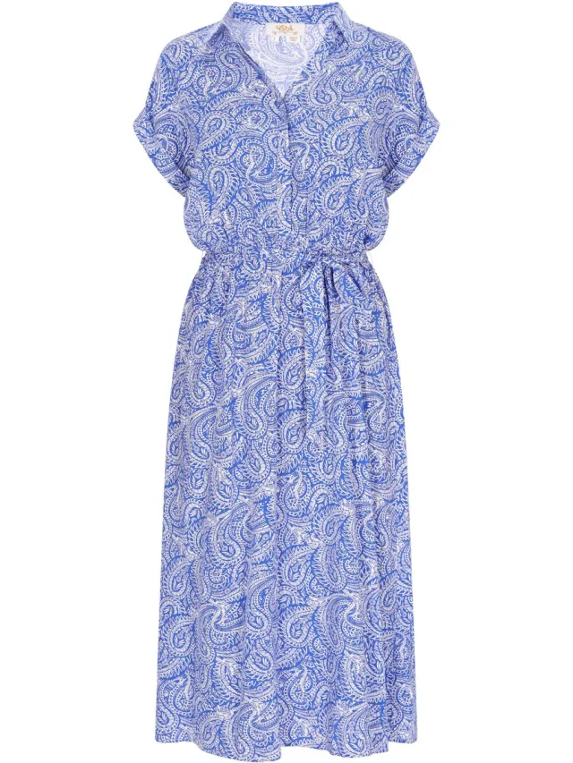 Usha jurk blauw wit