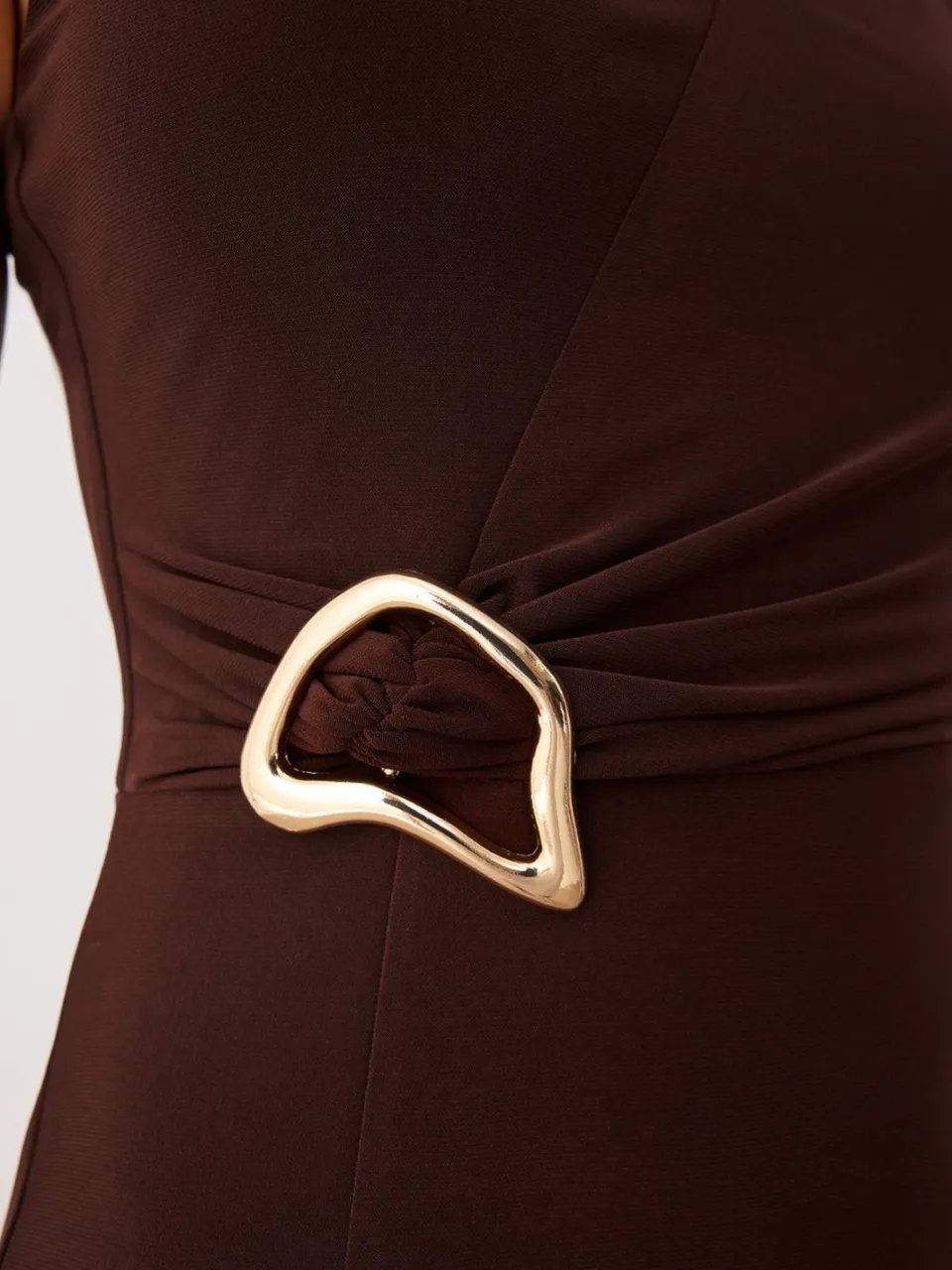 Trendyol TRENDYOLMİLLA Dames Bruin Effen Maxi Mouwloos Diploma-uitreiking / Gala Recht Avond & Gala Jurk, foto 2