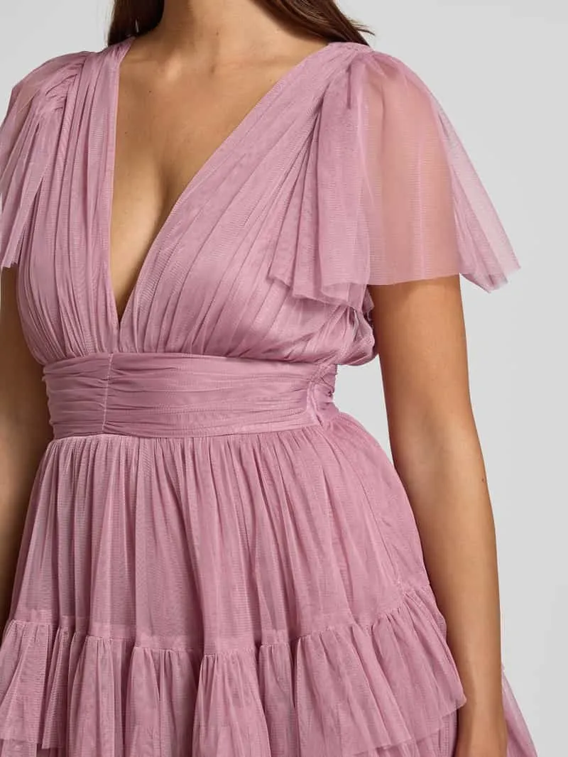 Lace & Beads Cocktailjurk met diepe V-hals rosé, foto 5