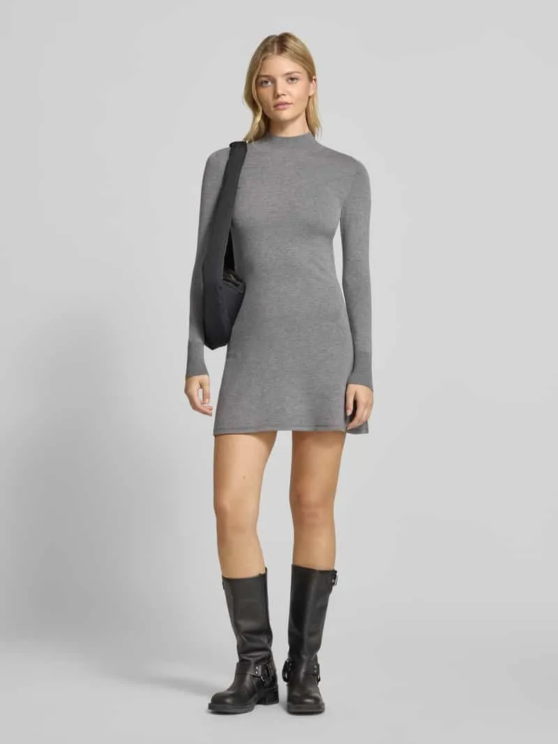 Only Tricotjurk met mockneck Donkergrijs gemêleerd
