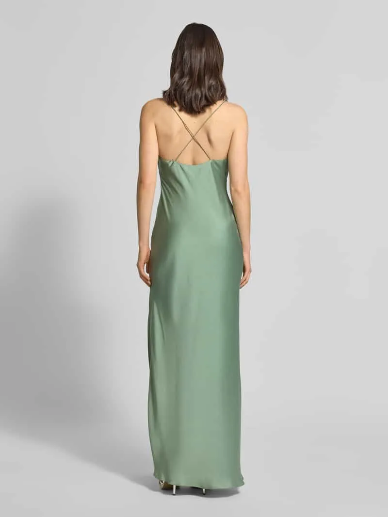 Unique avondjurk met rugdecolleté rietgroen, foto 3