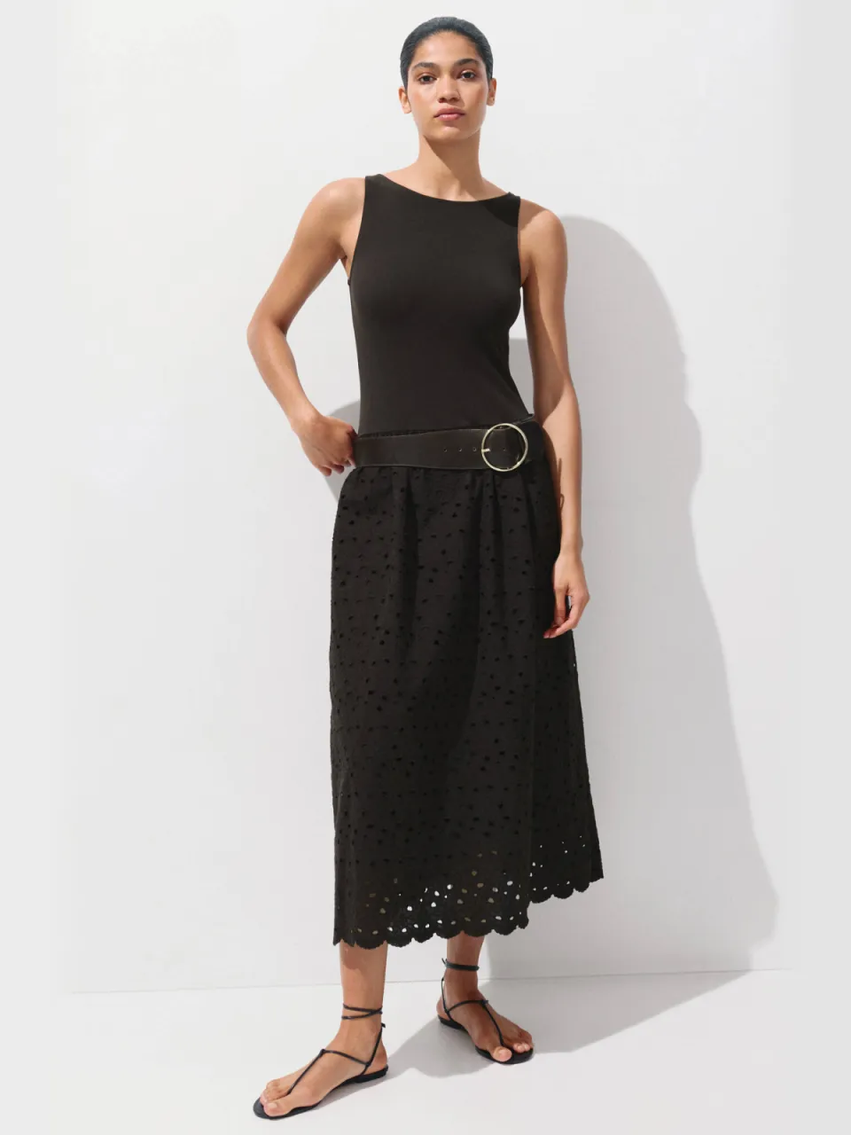 Mango midi zomerjurk - donkerbruin