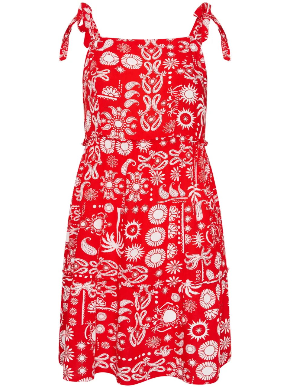 Yours Rode Gesmokte Linnen Jurk Met Gemixte Print rood, foto 4