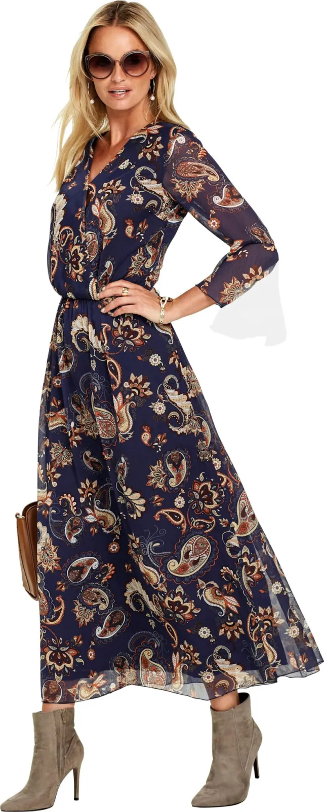 Maxi-jurk donkerblauw gedessineerd, foto 3