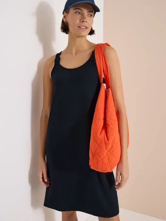 cecil Knielange jurk met knoopdetail blauw, foto 3