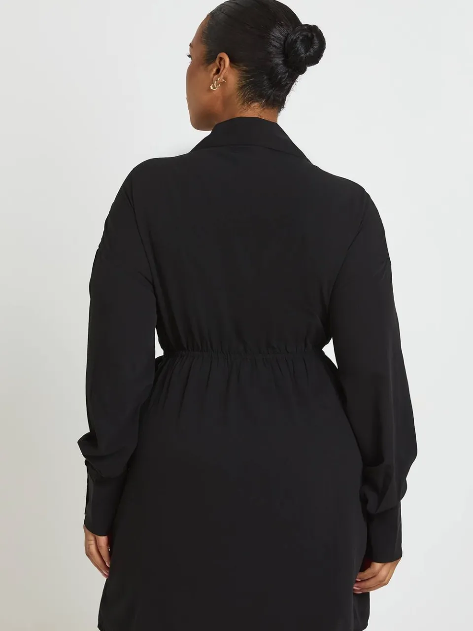boohoo Dames Plus Wikkel Jurk Met Gerimpelde Zijkant zwart, foto 3