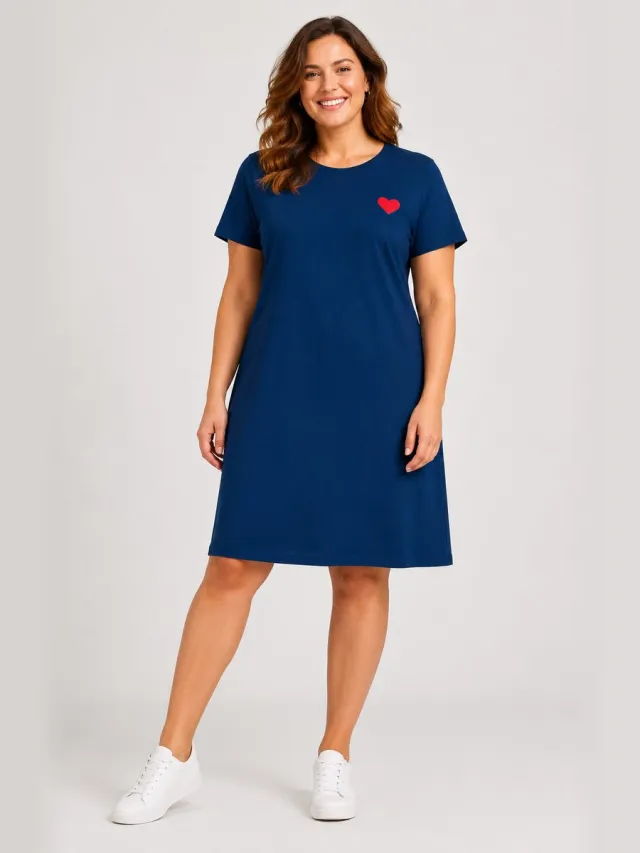 Only Carmakoma CARANITA S/S O-NECK ABK DRESS JRS - Meisjes - Mini jurken Navy Peony