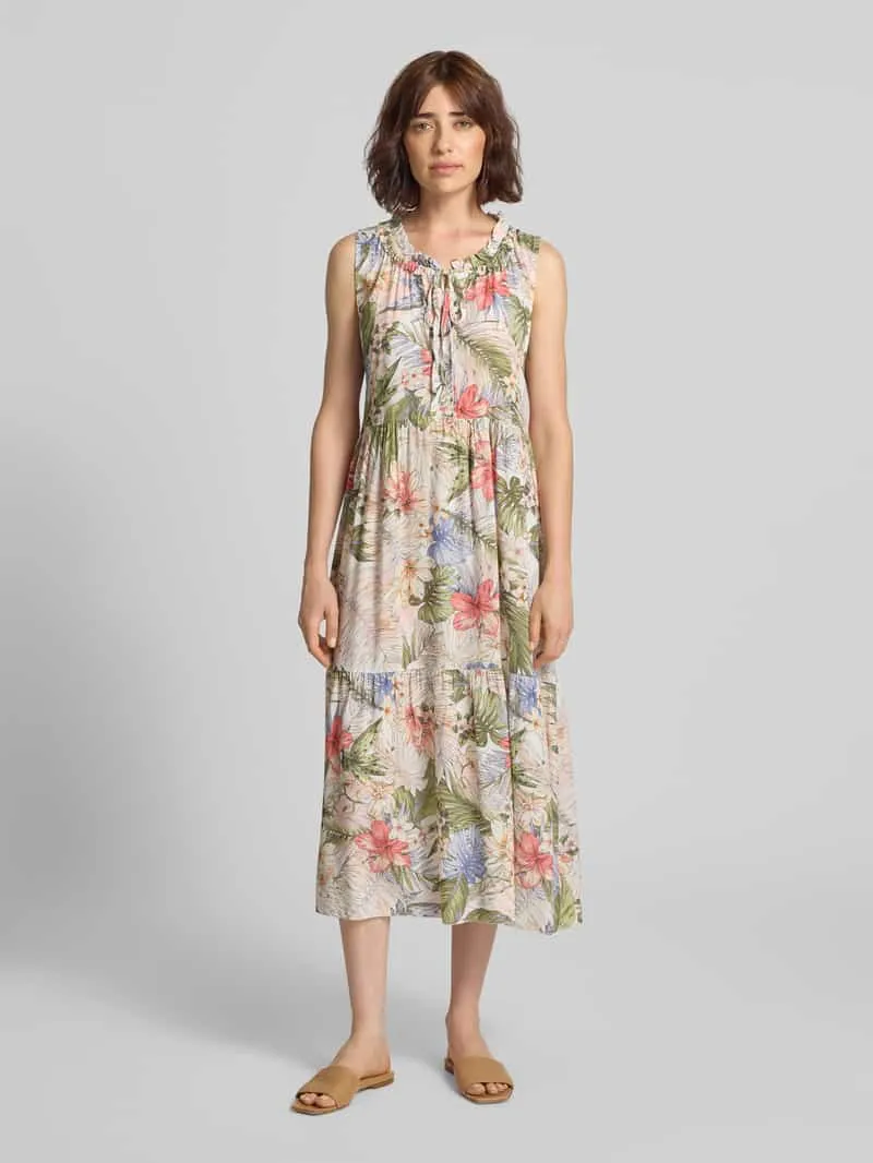ZABAIONE midi-jurk van viscose met vetersluiting model 'Gi44naa' Lichtgroen