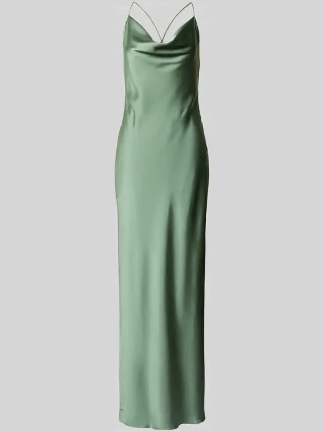 Unique avondjurk met rugdecolleté rietgroen, foto 2