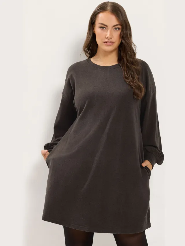 Yours Chocoladebruine Jurk Met Ballonmouwen Brown