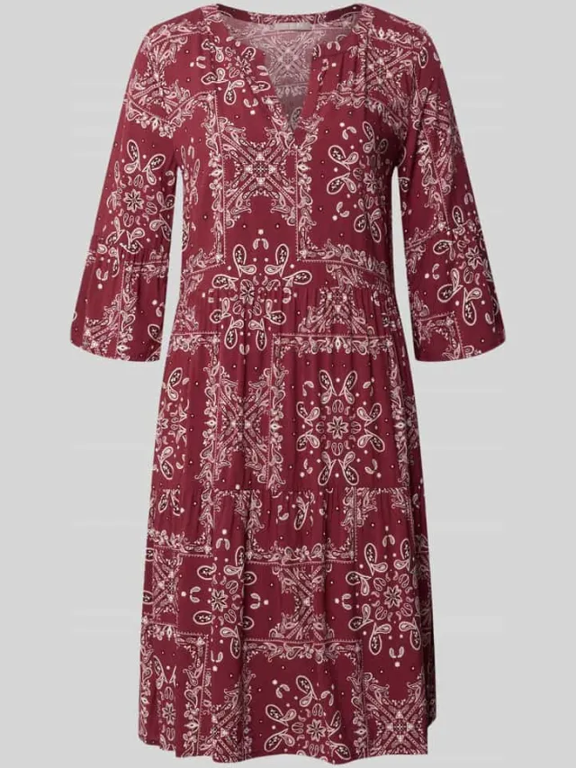 Christian Berg Woman Selection relaxed fit mini-jurk van pure viscose bordeaux, foto 2