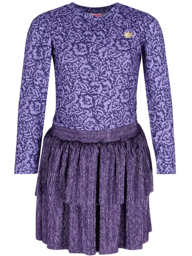 B.Nosy Y608-5868 Jurk meisjes paars-128 Candy Flower