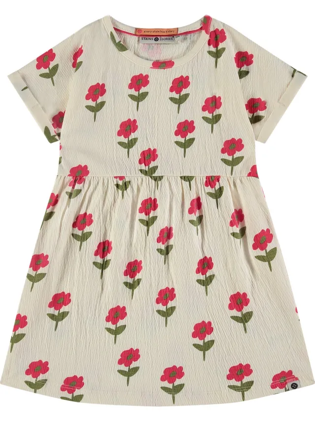 Stains&Stories Stains and Stories girls dress short sleeve Meisjes Jurk - off white
