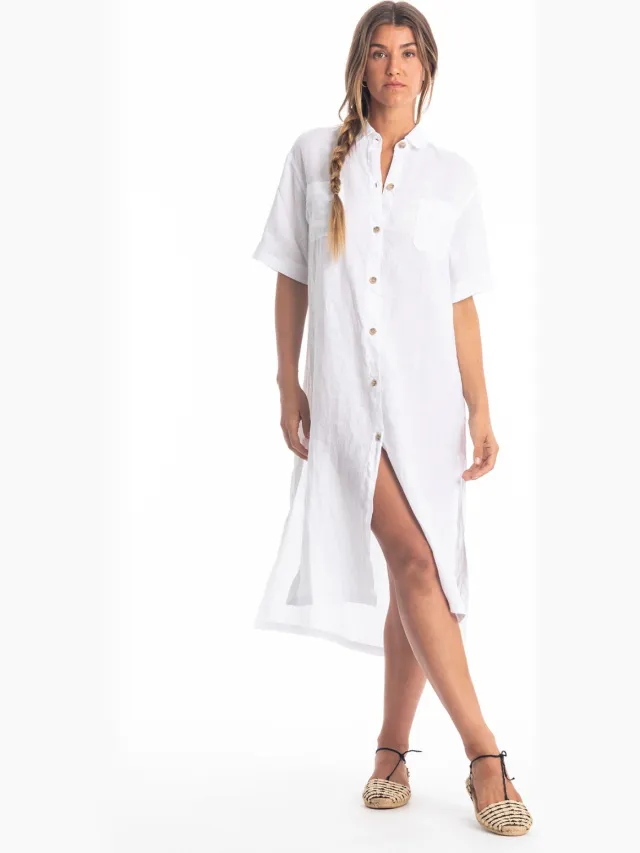 RAVENS VIEW IBIZA dames vegan Blousejurk Iria Wit