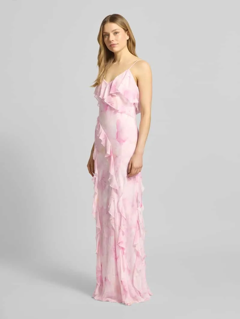 Jake*s Cocktail maxi-jurk met ruches roze gemêleerd, foto 3