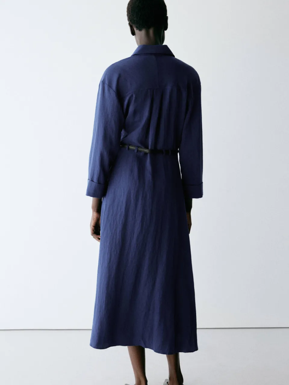 Mango blousejurk met ceintuur - blauw, foto 2