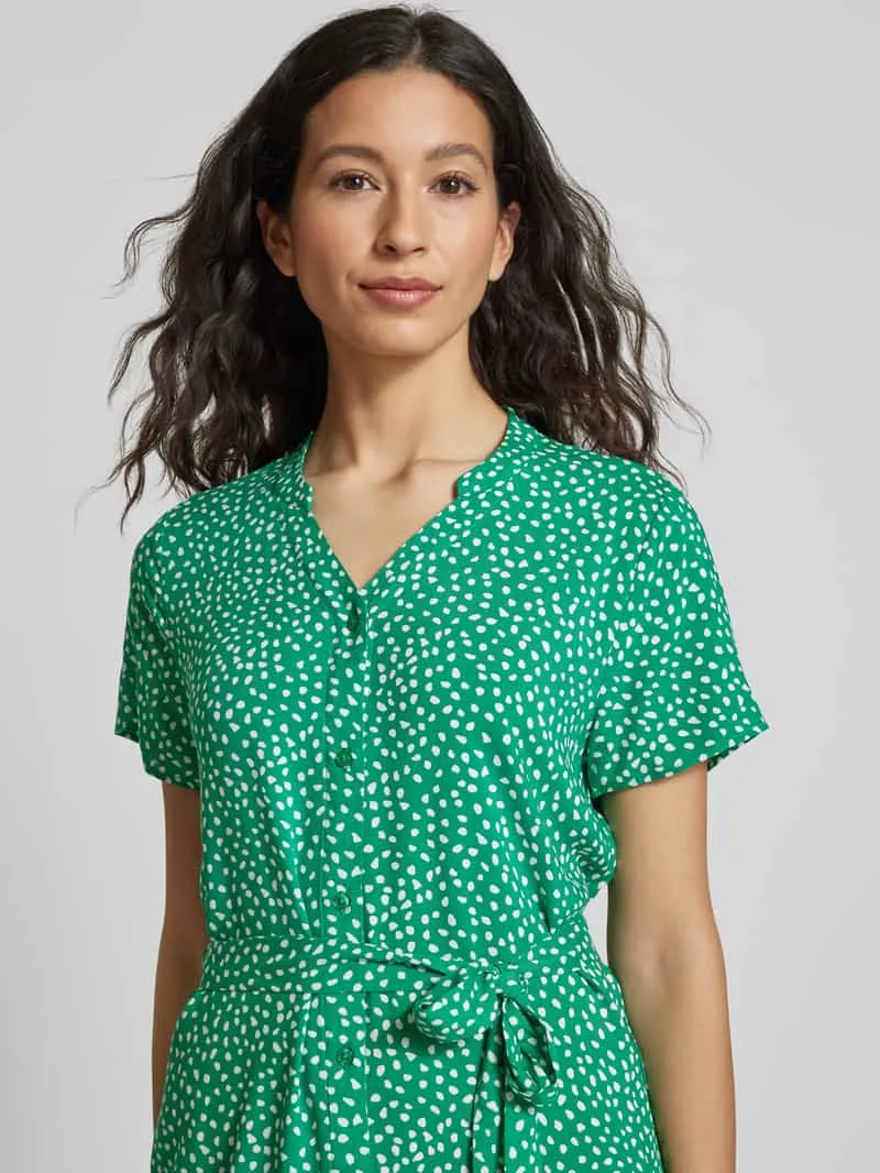 Vila Knielange jurk van viscose met strikceintuur groen, foto 5