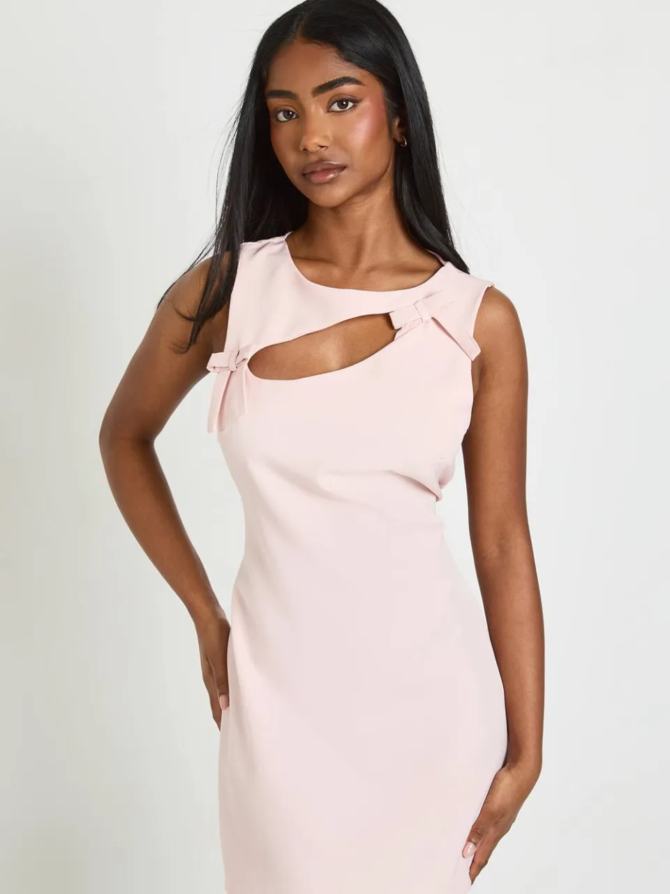 boohoo Dames Geweven Shift Jurk Met Strikdetail pastelroze, foto 3