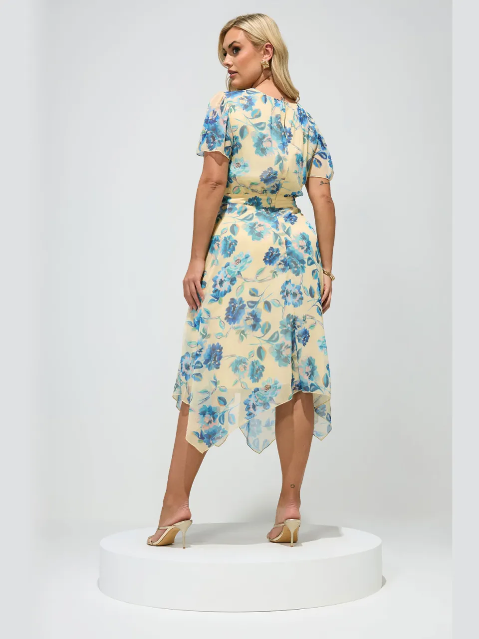 Yours London Gele Jurk Met Bloemenprint En Ruchezoom geel, foto 3