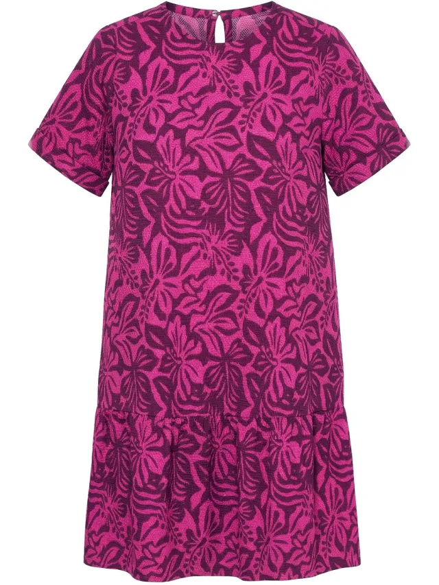 Studio Untold Dames - Jurk A-vorm bloemenprint wijde korte mouw - Zomerbes - Maat 50+