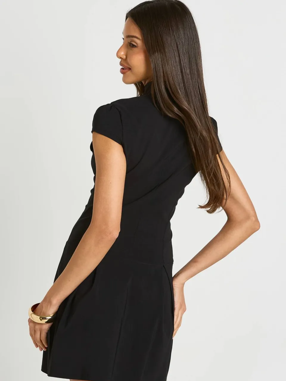 boohoo Dames Bengaline Skater Jurk Met Keyhole Detail zwart, foto 4