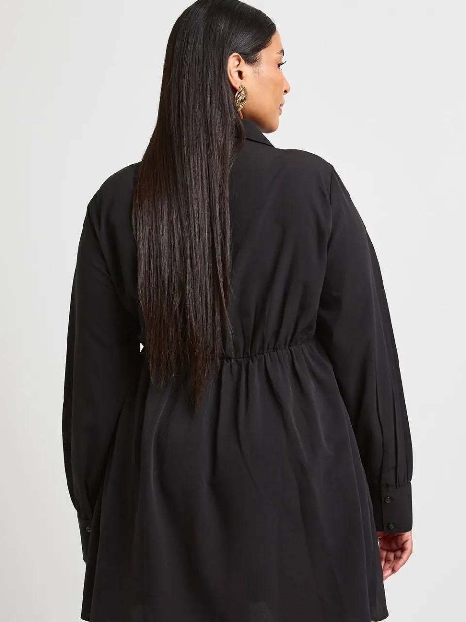 boohoo Dames Plus Overslag Voorkant Blousejurk zwart, foto 2