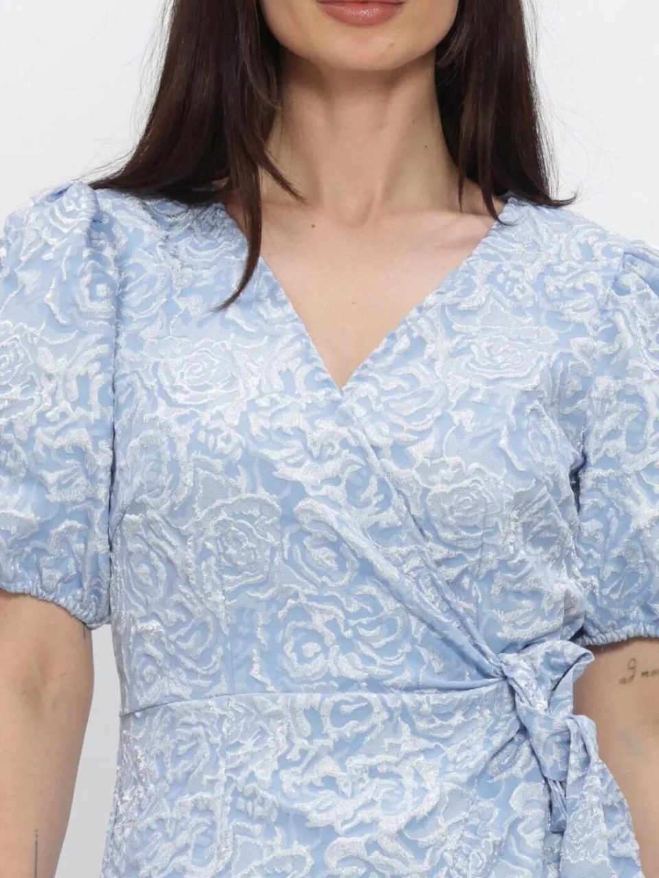 Y.A.S. YAS Dames Jurken Yascaro Ss Wrap Dress - Lichtblauw, foto 4