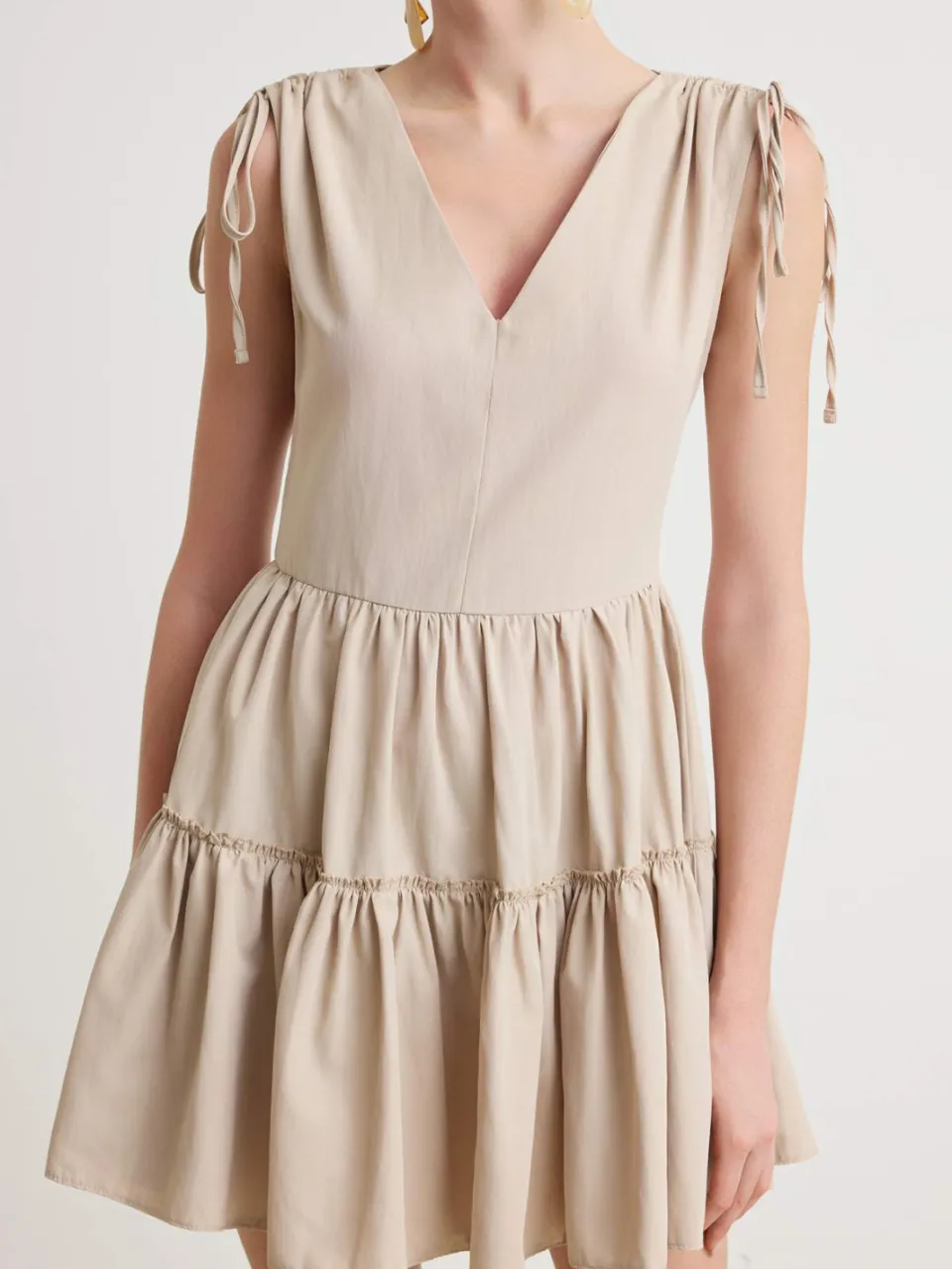 Trendyol TRENDYOLMİLLA Dames Beige Effen Kort / Mini Mouwloos Skater Jurken, foto 2