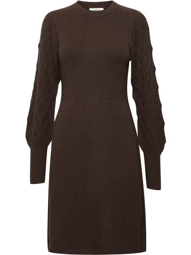 b.Young BYNONINA RIB DRESS 2 - Dames - Mini jurken Chicory Coffee Melange