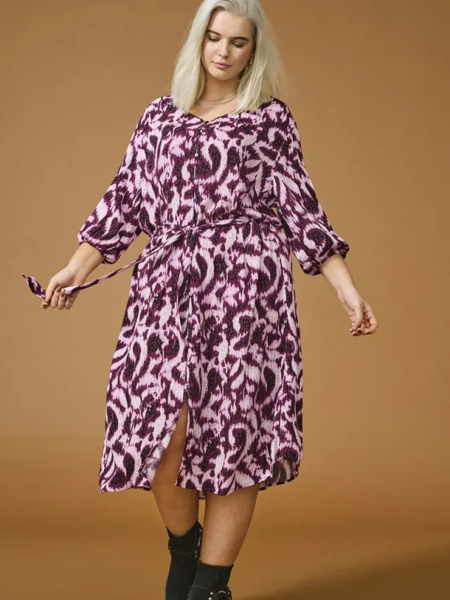 Only Carmakoma CARTYLA LIFE 3/4 BLK DRESS AOP - Meisjes - Mini jurken Mauve Wine/AOP