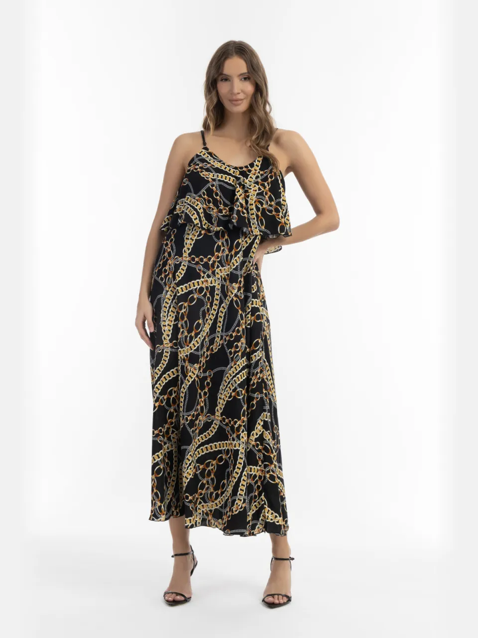 Faina Maxi-jurk met all-over print Dames zwart