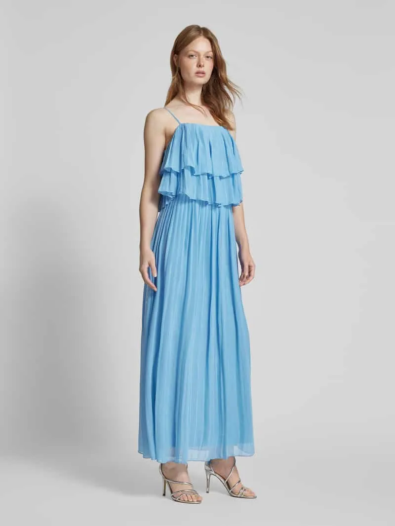 Vila Maxi-jurk met volants, model 'CHIFFON' lichtblauw, foto 3