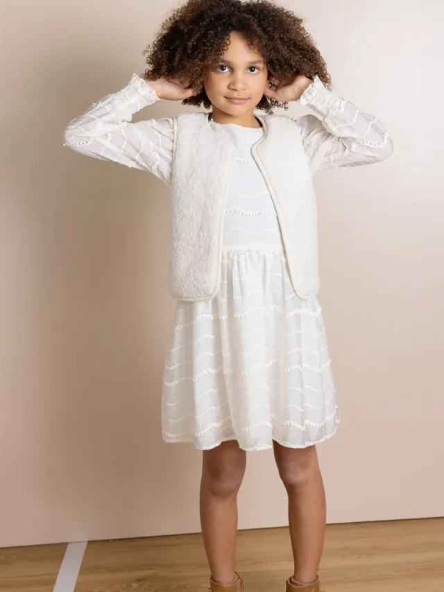 Nono N512-5803-020_116 Meisjes Jurk Milly Pearled Ivory
