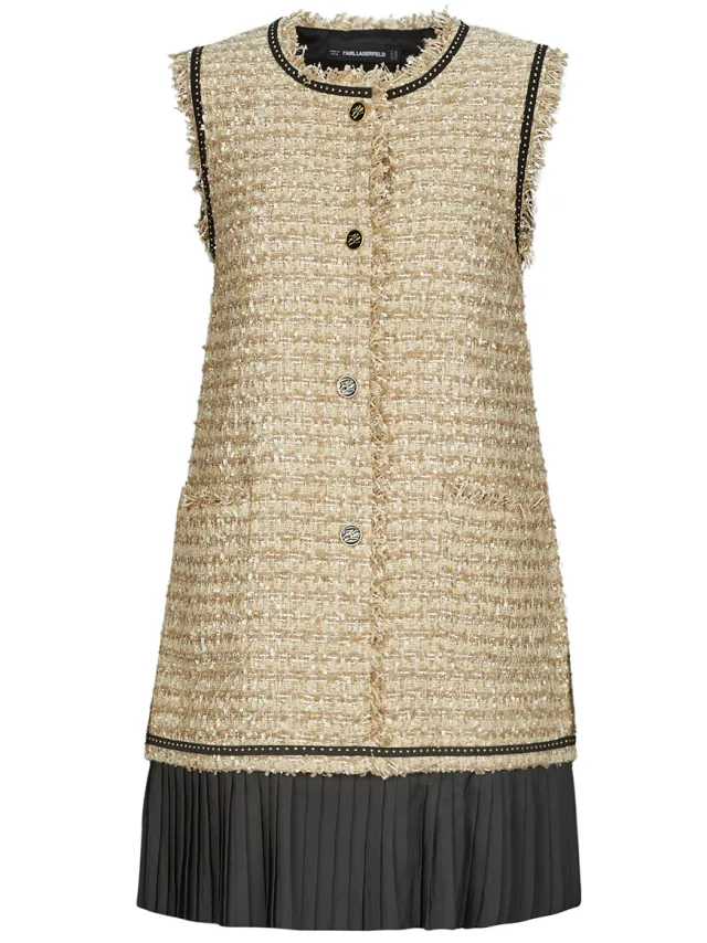 Karl Lagerfeld Korte Jurk Karl Lagerfeld BOUCLE SLEEVELESS DRESS Beige