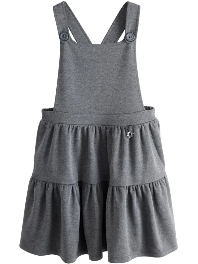 Next Meisjes - Jersey schoolovergooier met stretch en laagjes - Grijs Grey