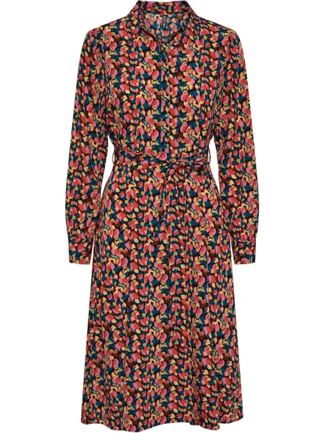 Pieces Jurk Pcbine Hember Ls Shirt Dress Bc 17135166 Sky Captain/graphic Dames Maat Blauw