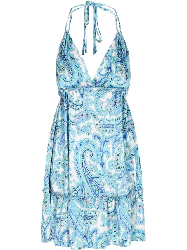 aleida jurk blauw veelkleurig