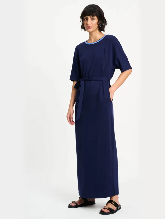 POM Amsterdam Macy midi jurk donkerblauw