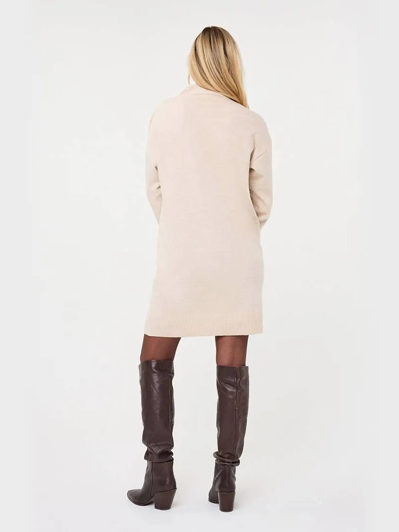 Esqualo jurk met col en wol - beige, foto 4