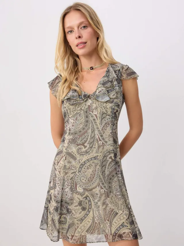 Trendyol TRENDYOLMİLLA Dames Geel Bloemen Kort / Mini Kort A-lijn Jurken