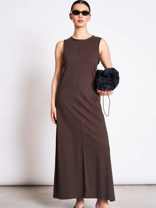 JAN N JUNE dames vegan Maxi Jurk Calia Moddebruin